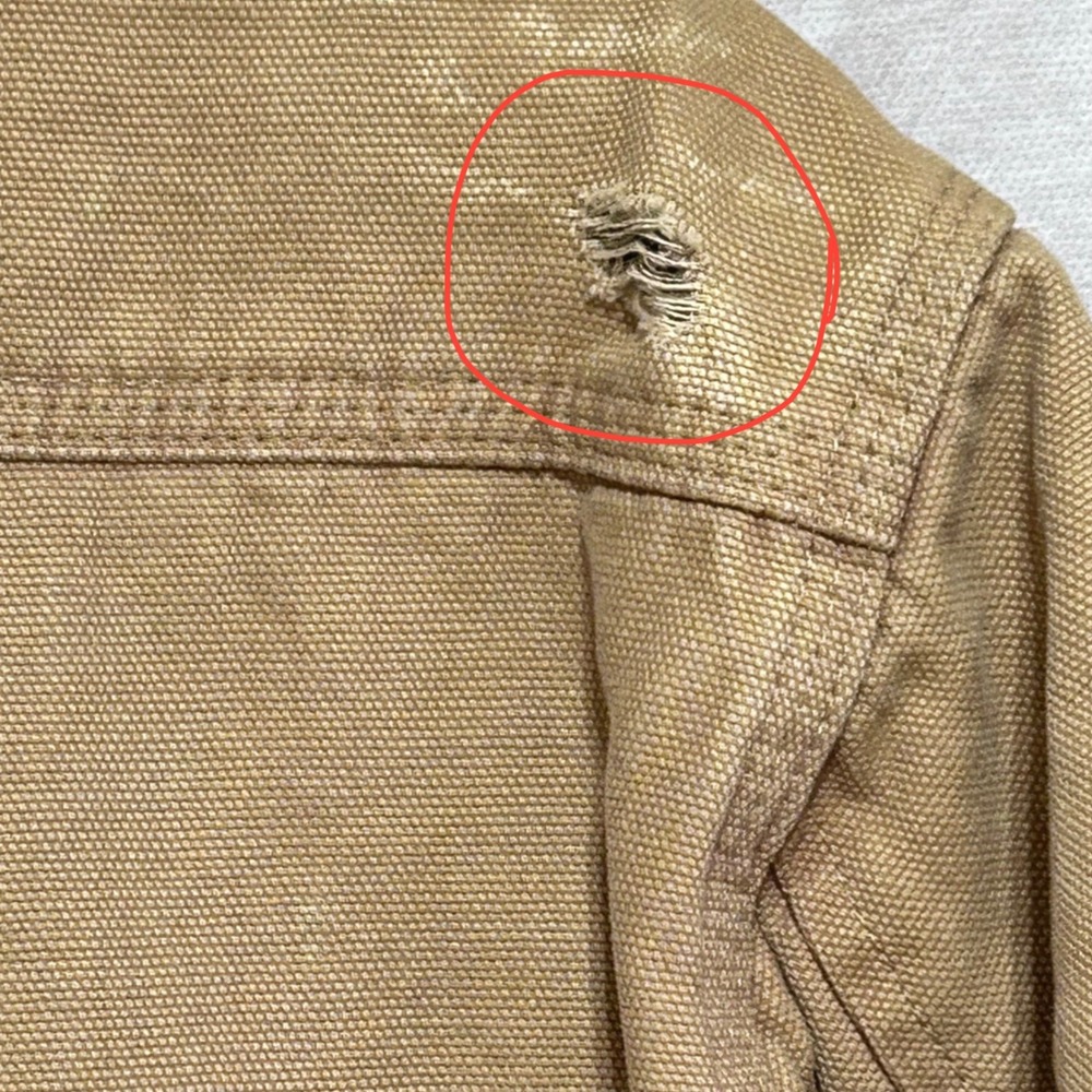 Jesse James Workwear Canvas Shirt Jacket Tan Fleece Lined Mens Large Distressed - Picture 8 of 8